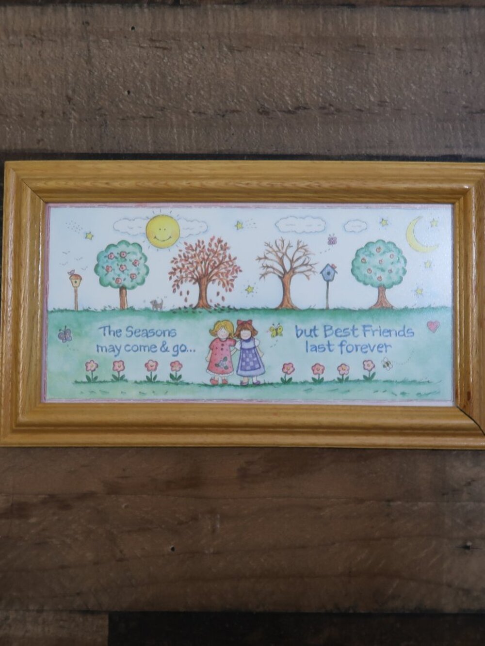 1995 Figi Graphics Best Friends Last Forever Cute Illustrasted Framed Decor Cute